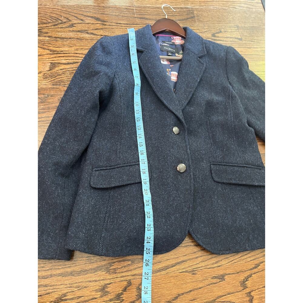 Talbots Aberdeen Navy Herringbone Wool Blend Blazer Jacket Size 8P teacup - Picture 5 of 7